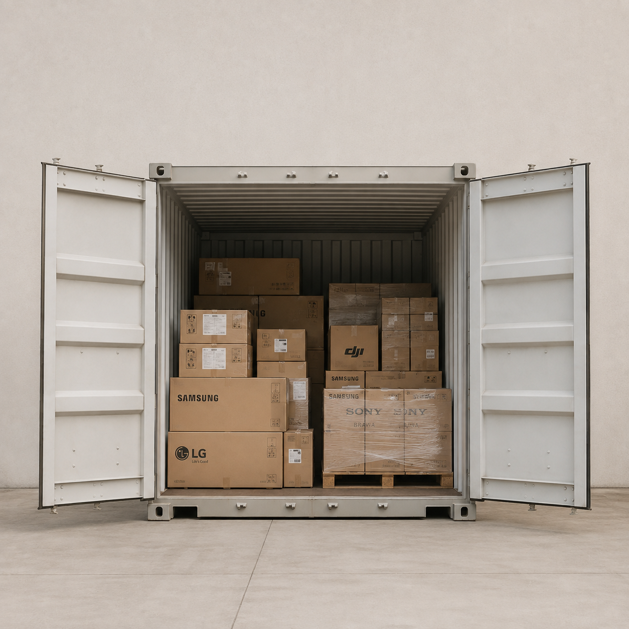 Container abierto con mercadería — Rimon S.A. Importaciones