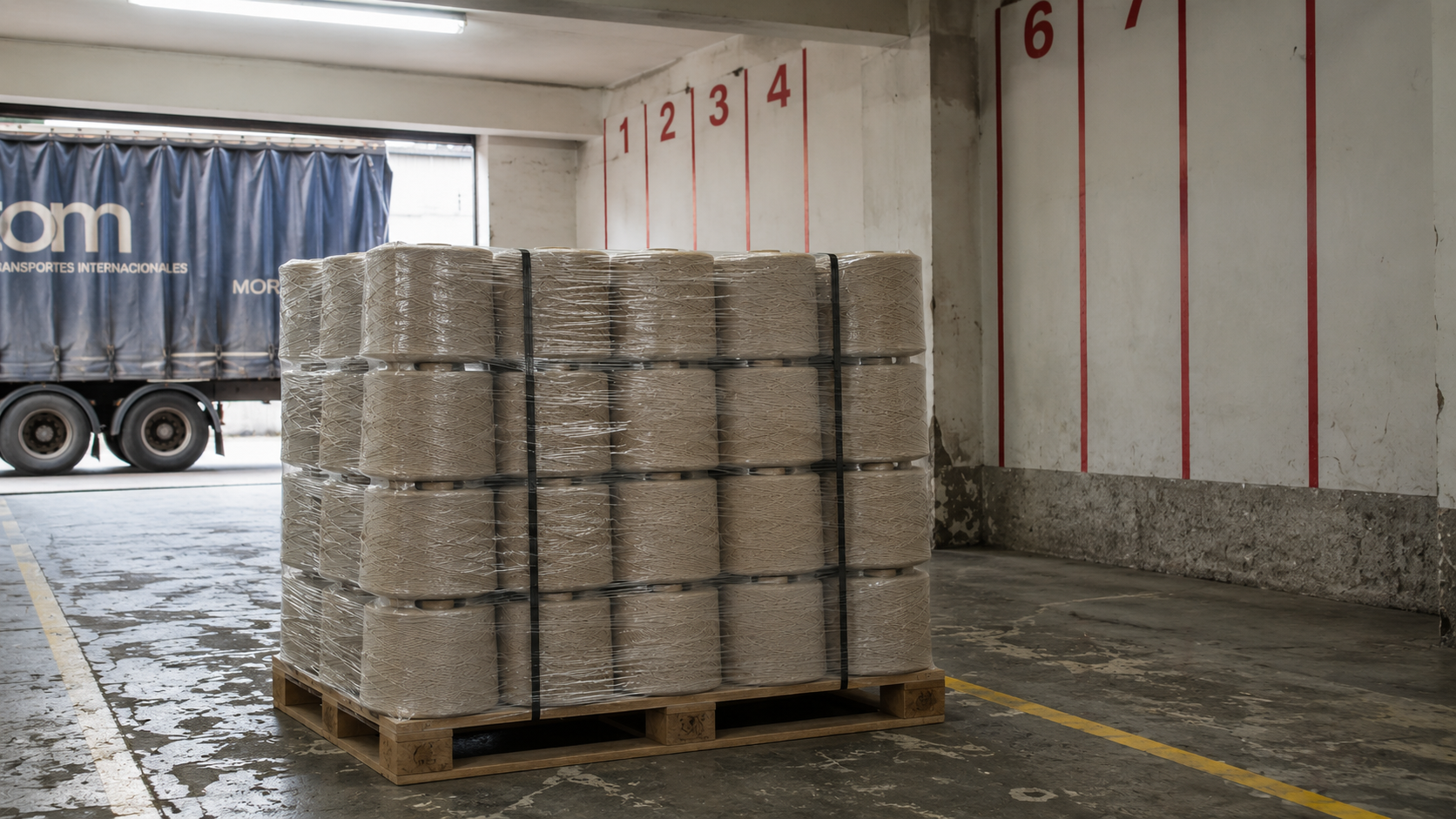 Pallet de hilado listo para despacho — Rimon S.A.